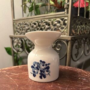 vintage Unterweissbach porcelain bud vase with a blue and white floral design